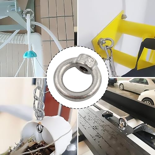 Image of 6PCS M10 Lifting Eye Nut, Stainless Steel Lifting Eye Threaded Nut Fastener, Hardware Ring Shaped Eye Bolt, 43mm /1.7inch OD