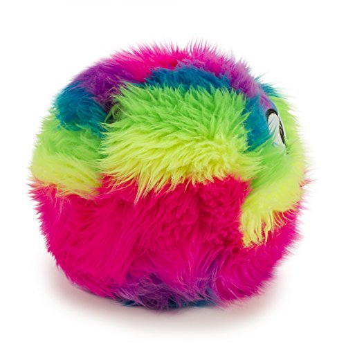 goDog Furballz Squeaky Plush Ball Dog Toy, Chew Guard Technology - Rainbow, Large - Image 3
