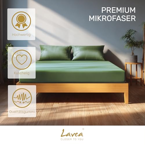 Lavea® Spannbettlaken aus Mikrofaser - Oeko-Tex Zertifiziert (1, Olivgrün, 180x200 cm)