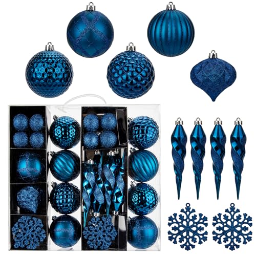 50 Stück Weihnachtsdeko Weihnachtskugeln, Bruchsiche Blaue...