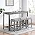 SEHAONOHOME 4-Piece Modern Dining Table Set with Power Outlet, Bar Table and Chairs for Living, Kitchen, Game Room, Gray & Gray