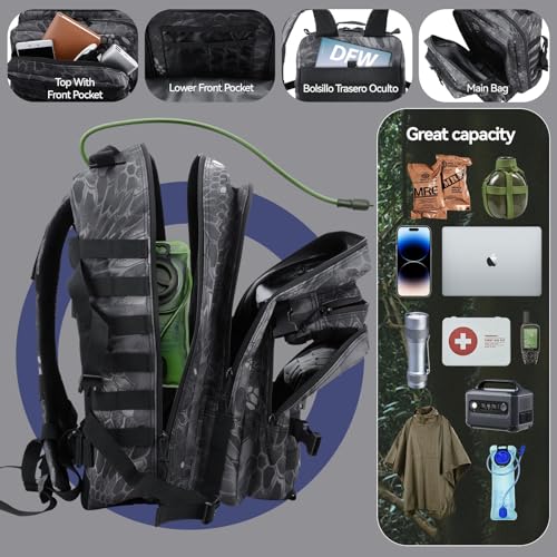 Miniatura 5 de Delgeo Mochila Tácticas Militar, 45l Gran Capacidad Mochila Crossfit, Plegable Impermeable Mochila Supervivencia, Montañismo,Senderismo,Trekking,Acampada,Aventura O Viajes.