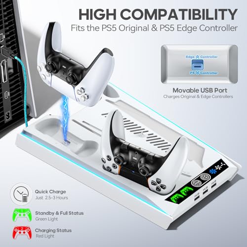 image for Rysker PS5/Slim/Pro Cooling Station with Quiet Cooling Fan and Fast Co