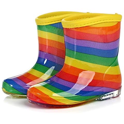 Luqifei Rain Boots Children's Rainbow PVC Rain Boots Non-Slip Waterproof Cover