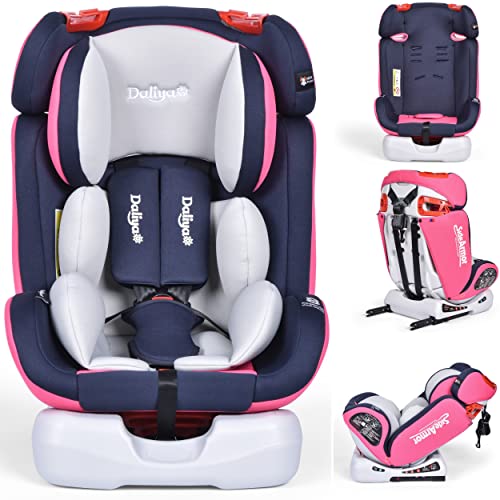 Daliya® Sitorino Kindersitz 0-36 KG mit Isofix & Top Tether I Autositz Gruppe 0+1+2+3 I 5 Punkt Sicherheitsgurt I Pink Cover