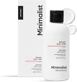 Minimalist 2% Salicylic Acid Body Wash | Acne Body Wash for Exfoliating, Excess Sweat, Rough & Bumpy Skin | Sulphate (SLS), Dye, & Fragrance Free | Shower Gel For Women & Men | 6.76 Fl Oz / 200 ml