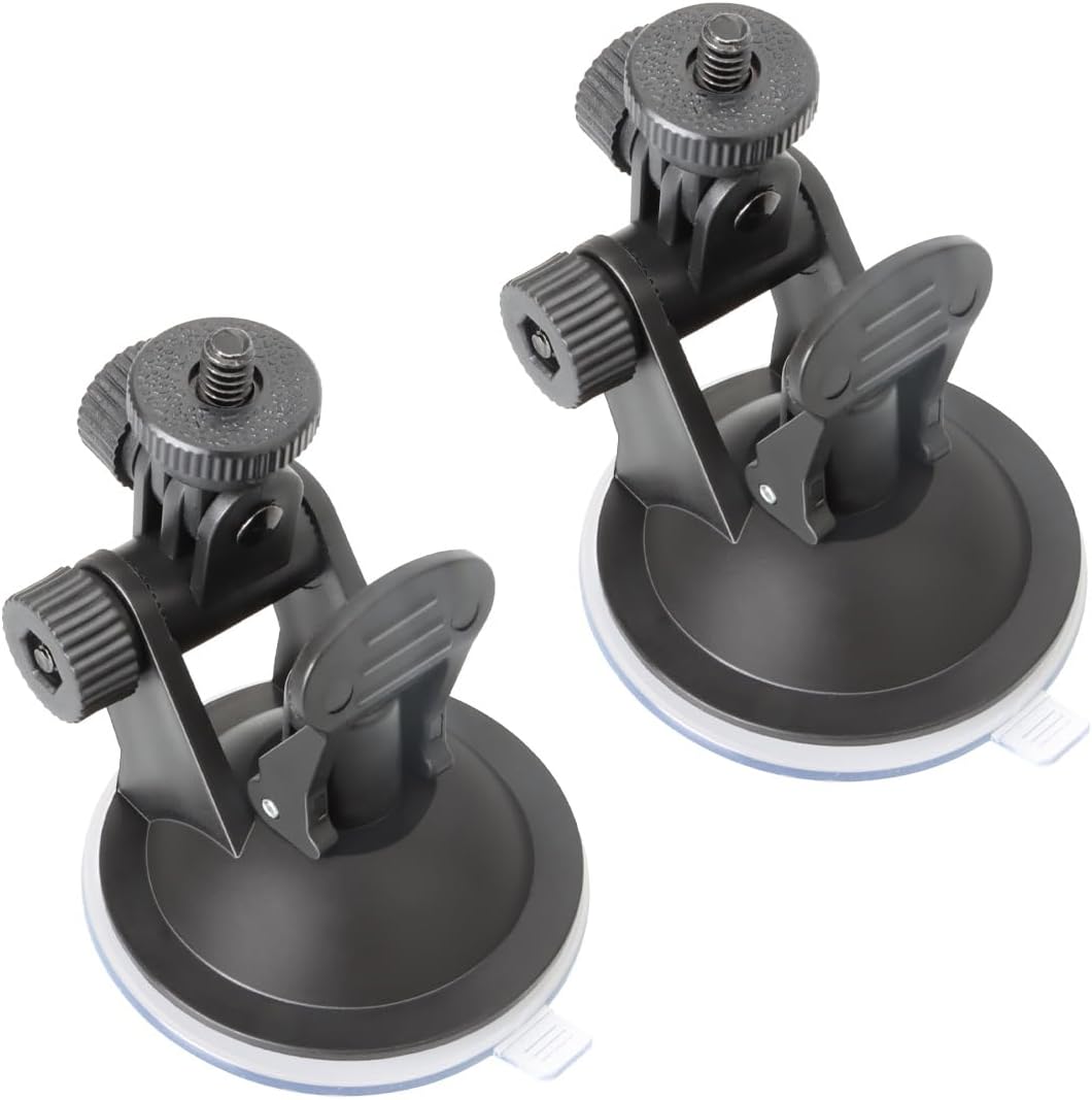 2 Pack Dash Cam Suction Cup Mount with 1/4 Screw Thread Windshield Camera Holder Stand for Car Dashcam GPS Driving DVR Action Camcorder Phone Bracket Video Recorder
