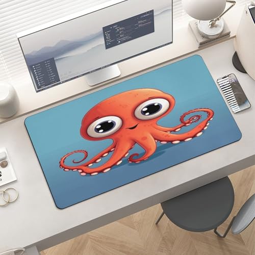 Alfombrilla de escritorio roja pulpo grande 30x60 cm miniatura 6