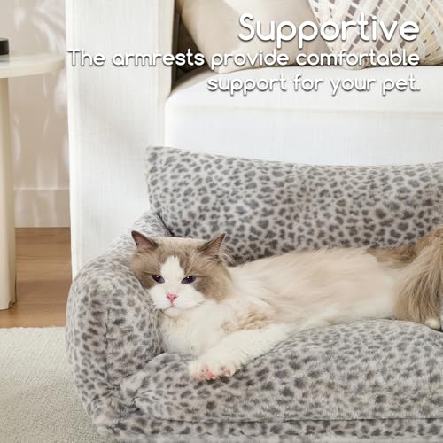 Canapé orthopédique pour chat double couche douce lit peluche petits chiens léopard