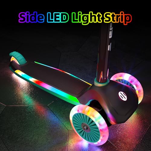 Image of KORIMEFA Scooter for Kids Ages 3-8 with Light-Up Wheels & Deck, 3-Wheel Toddler Scooter with Adjustable Height, Anti-Slip Deck, Lean-to-Steer
