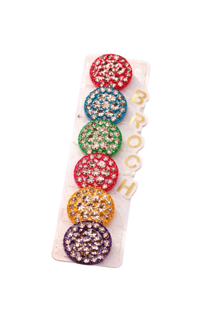 Multicolor Rhinestone Saree Pins Set for Women – Round Crystal Stone Designer Safety Pins for Saree, Dupatta Decorative Brooch Pins for Party, Wedding & Festive(Pack of 6)-image-31