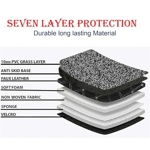 Image of CARNEST 7D Car Floor Mats Compatible with -Compass (2017-20) All Model, Set of 5 Pcs, 100% Waterproof Luxury Leather Triple-Stitch Car Foot Mat with Detachable Grass, Beige