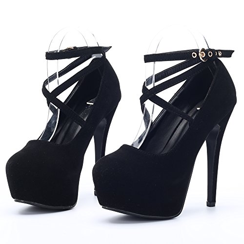 OCHENTA Women's Ankle Strap Platform Party Closed Toe Dress High Heels Pumps3