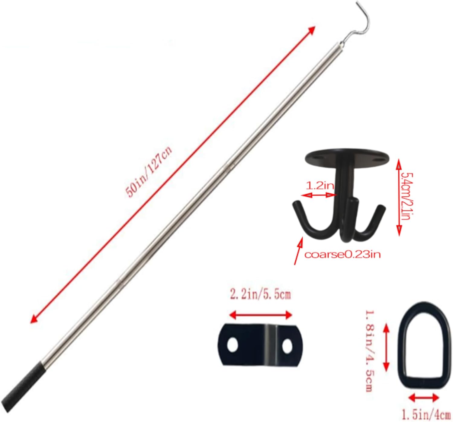 Attic Lower Pull Hook, Attic Pull Down Hook,attic Pull Down Cord Rope Replacement Parts, the kit Includes 50-inch attic Extension rods, Nail Hooks, semi-Circular Hangers and Accessories