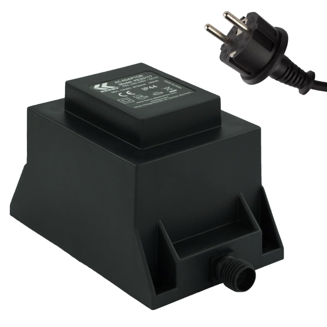 KERRY ELECTRONICS Netzteil 105 Watt IP44, LED-Trafo, Transformator 230V auf 12V, Netzkabel 2-Pin-Stecker, Netzstecker 2 Polig, 12V Adapter, Netzteil-Adapter, Netzgerät, Netzadapter