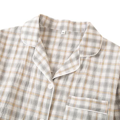 Image of STMAHER Women's 2 Piece Cotton Pajama Sets Long Sleeve Sleepwear Button Down Soft Lightweight Pj Pants Set With Pockets