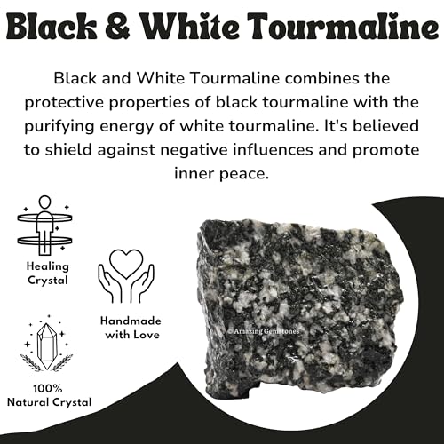 Image of Amazing Gemstone Black & White Tourmaline Raw Crystals and Healing Stones, Natural Rocks for Tumbling - DIY Raw Stones and Crystals, 2 Pieces