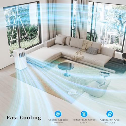 Image of ROVSUN WiFi Enabled Smart 8000 BTU Portable Air Conditioner with Remote & APP Control, 3-in-1 Cooler, Dehumidifier & Fan, Powerful Room Mobile AC Unit with Rolling Wheels & Easy Installation Kit