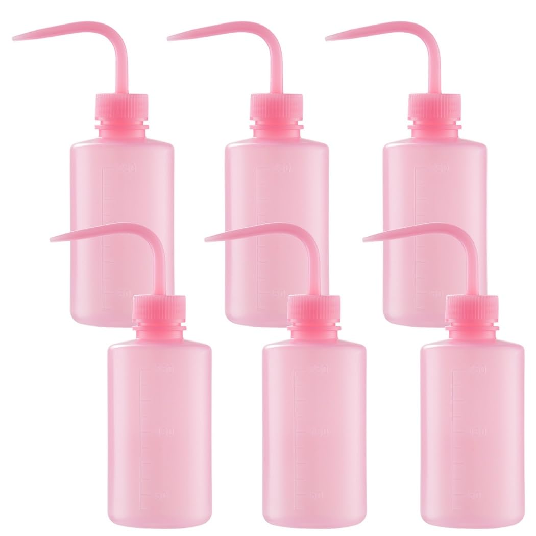 Chewtoyo Plastic Squirt Bottles 6 Pcs, 250Ml/8.45Oz Lash Wash Bottles With Scale & Curved Narrow Nozzle, Leak-Proof Safety Rinse Bottles For Eyelash Washing, Watering, Lab Supplies