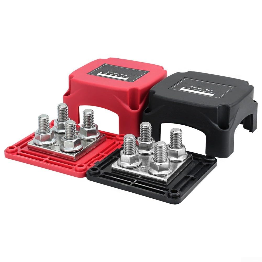 Bloc de distribution d'alimentation 400 A avec goujons M10 rouges et noirs pour barres de bus marines, bornier de batterie pour automobiles et navires (M10 rouge et noir)