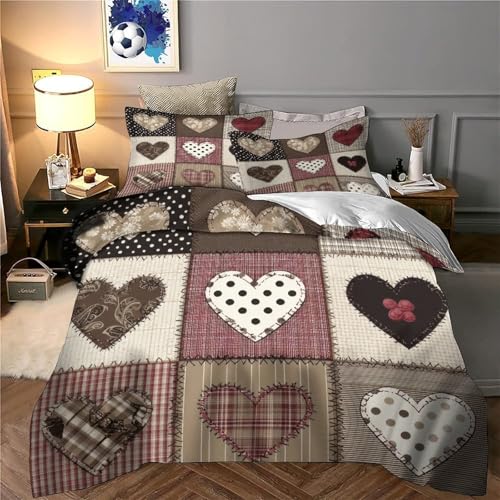 Housse de couette cœur pour chambre d'adolescent avec parure de lit 3D lit simple