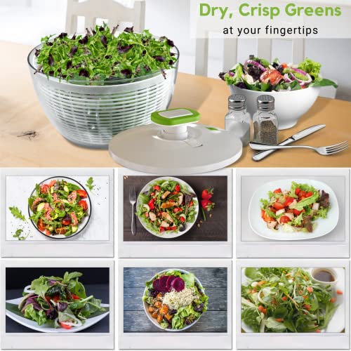 Brieftons 6.2-Quart Large Salad Spinner: Vegetable Washer Dryer Drainer Strainer With Bowl & Colander, Easy One-Handed Pump, Compact Storage, For Washing, Cleaning & Drying Greens, Vegetables, Fruits #TOP6