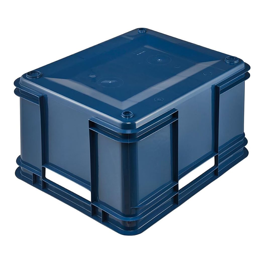 keeeper Contenedor de almacenamiento con asas, Euro-Box XL, Plástico Procyclen, 28 l, Bruno Eco Line, Eco-azul