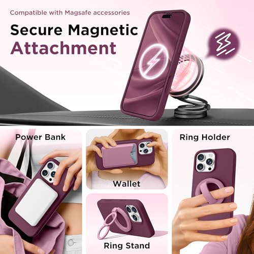 Image of GolbinBox Magnetic for iPhone 16 Pro Max Case, Silicone Cover, Wine Red