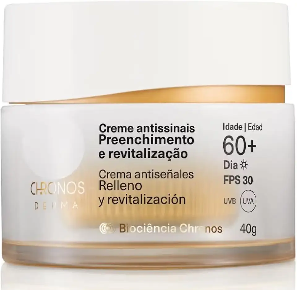 Chronos Derma Creme Antissinais, Preenchimento e Revitalização 60+ Dia, FPS 30/FPUVA 10