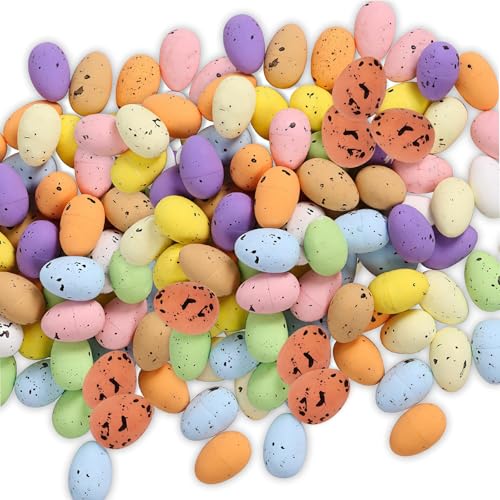 100pcs Easter Mini Eggs Decorations for Kids Easter Day,Artificial Bird Eggs Easter Decorations Speckled Eggs for Kid Art Crafts Easter Eggs Home Mini Easter Stuffers Spring Party Decorations