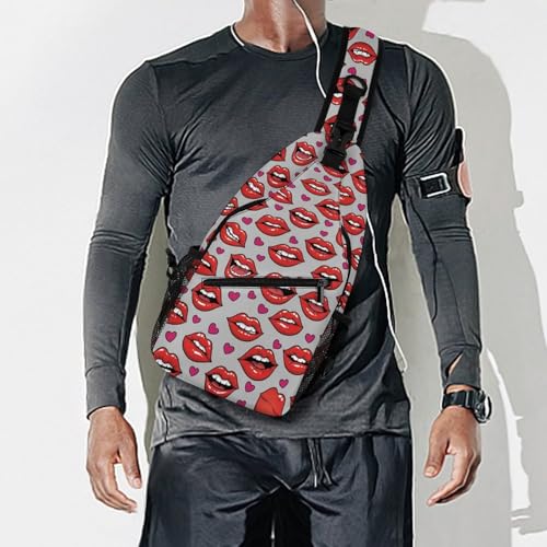 Mochila cruzada urbana ajustable ligera roja con diseño divertido miniatura 7