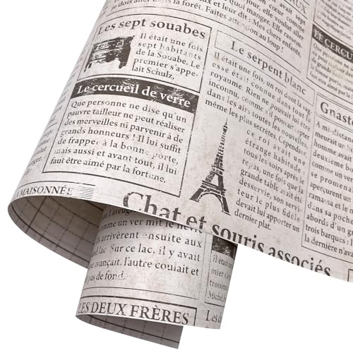 SimpleLife4U Old Fashion periódico papel de contacto adhesivo estante maletero taquilla adhesivo 17,7 cm, de 9.8 pies