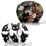 Zewurtuw 2 PCS Shower Cap Adjustable Reusable Double Waterproof Layer Elastic Hair Bath Cap Cute Aesthetic for Women Girls-Cats