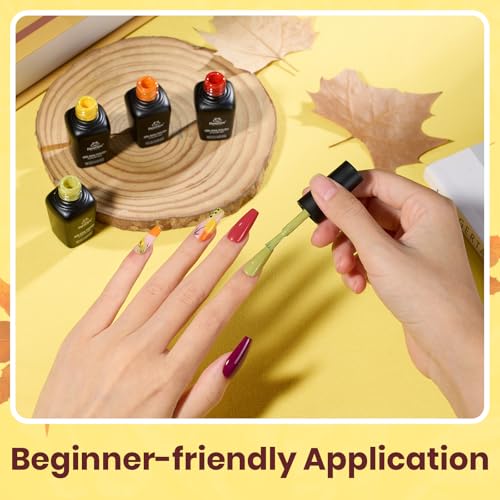 Image of Beetles Orange Gel Polish Set - 6 Colors Red Green Purple Yellow Gel Polish Kit, Soak Off UV LED Gel Nail Polish for Manicure Nail Art Gift Women