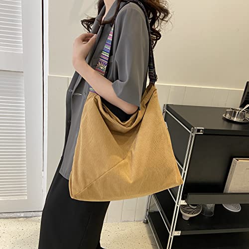 Image of JARKJARD Women Corduroy Tote Bag Large Shoulder Hobo Bag for Women Boho Casual Handbag Purse