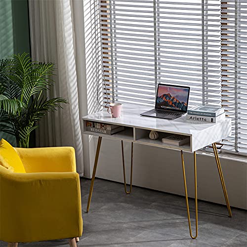 Bureau en marbre blanc 103x55cm avec 2 tiroirs pour chambre - 3