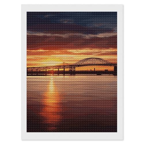Kit d'art diamant adultes Pont de Newark au coucher de soleil