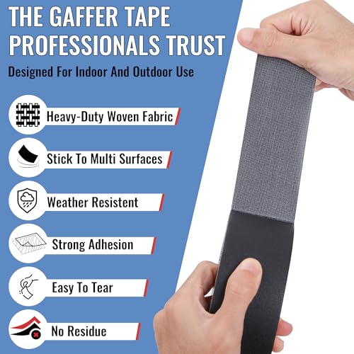 Image of New Upgrade Gaffer Tape Bulk 8 Pack, 11 Mil Industrial Grade Gaffer Tape, 2'' x 30 Yards, Strong Adhesion, Easily Remove No Residue, Professional Matte Finish No Reflection, Black Cloth Tape for Stage