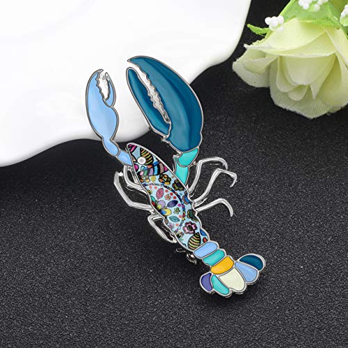 Image of DOWAY Colorful Lobster Brooch Lapel Pin for Women Girls Gifts Enamel Scarf Clothes Jewelry