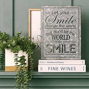 Barnyard Designs Wooden Box Sign Motivational Desk Decor, Inspirational Office Desk Decorations for Women Office Bathroom Shelf Décor (Smile) Barnyard Designs Wooden Box Sign Motivational Desk Decor Inspirational Office Desk Decorations for Women Office Bathroom Shelf Decor Smile