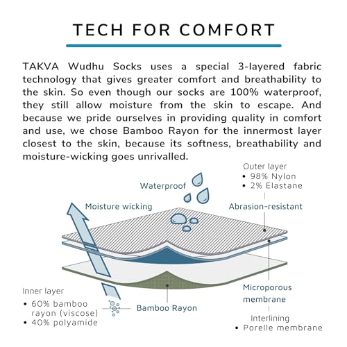 TAKVA Wudhu Socks | Bamboo Rayon Breathable Waterproof Socks Suitable for Various Outdoor Activities (Unisex)4
