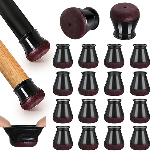 Protector Patas Sillas, 16 Piezas Protectores de Suelo para Patas de Silla, Silicona Tapas de Piernas de Silla con Almohadilla de Fieltro Engrosada, Antiarañazos, Reducción de Ruido(Negro)