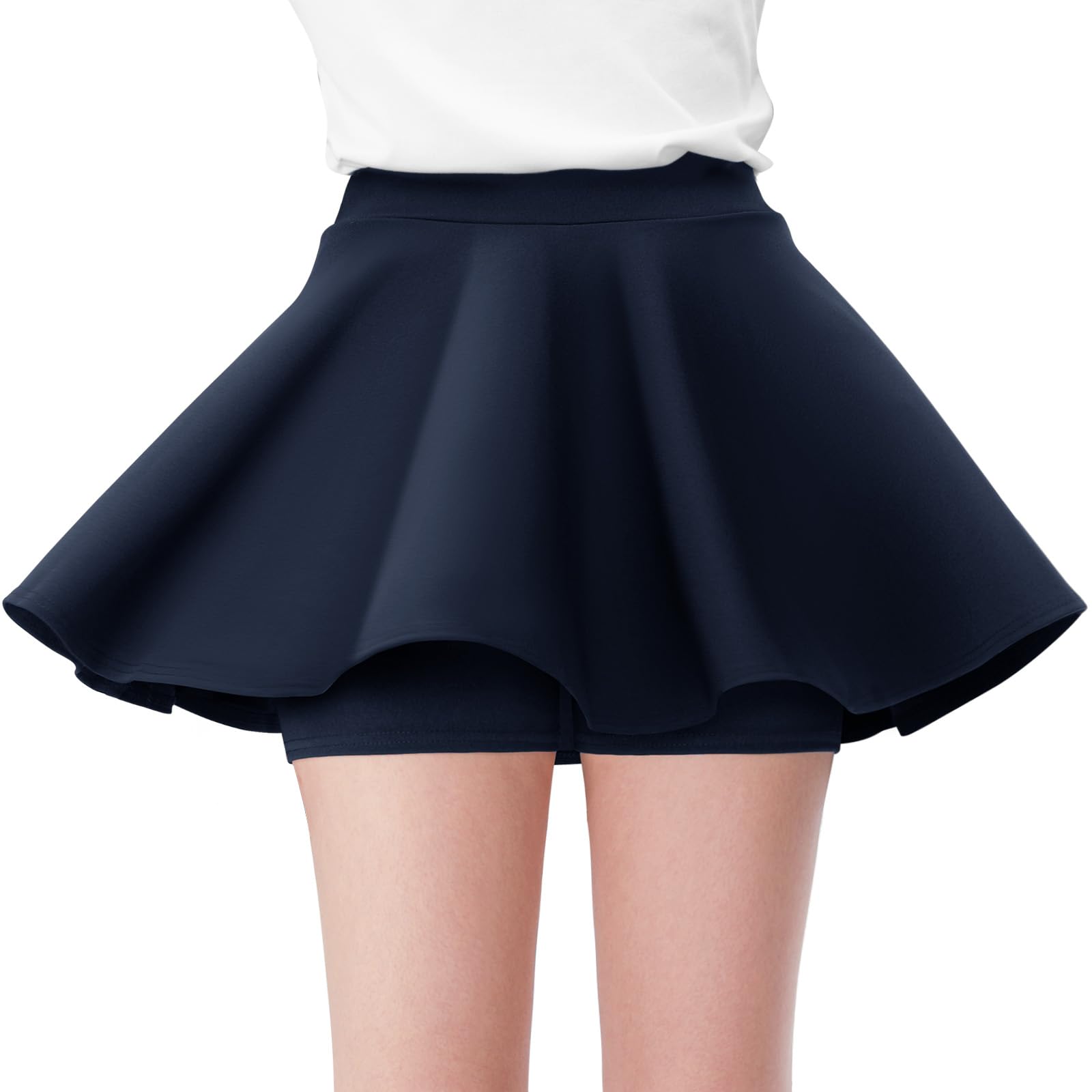 Girls Skirts Casual Mini Flare Pleated Skirt with Shorts High Waisted Skater Skirt A Line Skorts
