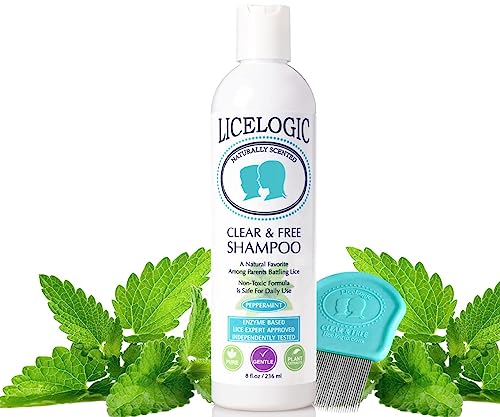 Licelogic Clear & Free Lice Treatment Shampoo & Nit Comb, 8Oz, Peppermint - Effective Against Super Lice, Kills Eggs & Nits, Prevents & Repels Lice, Not Toxic, Naturally Derived Licezyme #TOP26