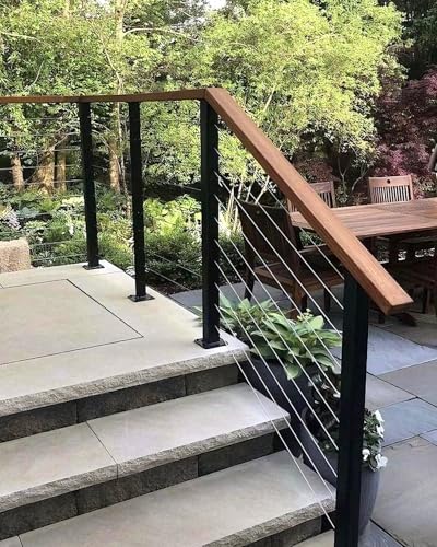 Image of 50 Pack Invisible Cable Railing Kit, T316 Stainless Steel 1 /8 inch Receiver & Swage Stud End, Swage Tensioner for Wood /Metal Posts, Cable Railing Hardware for Deck, Stair, Balcony (Black)