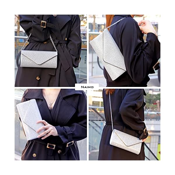 Naimo Flap Dazzling Clutch Bag Evening Bag with Detachable Chain - Image 6