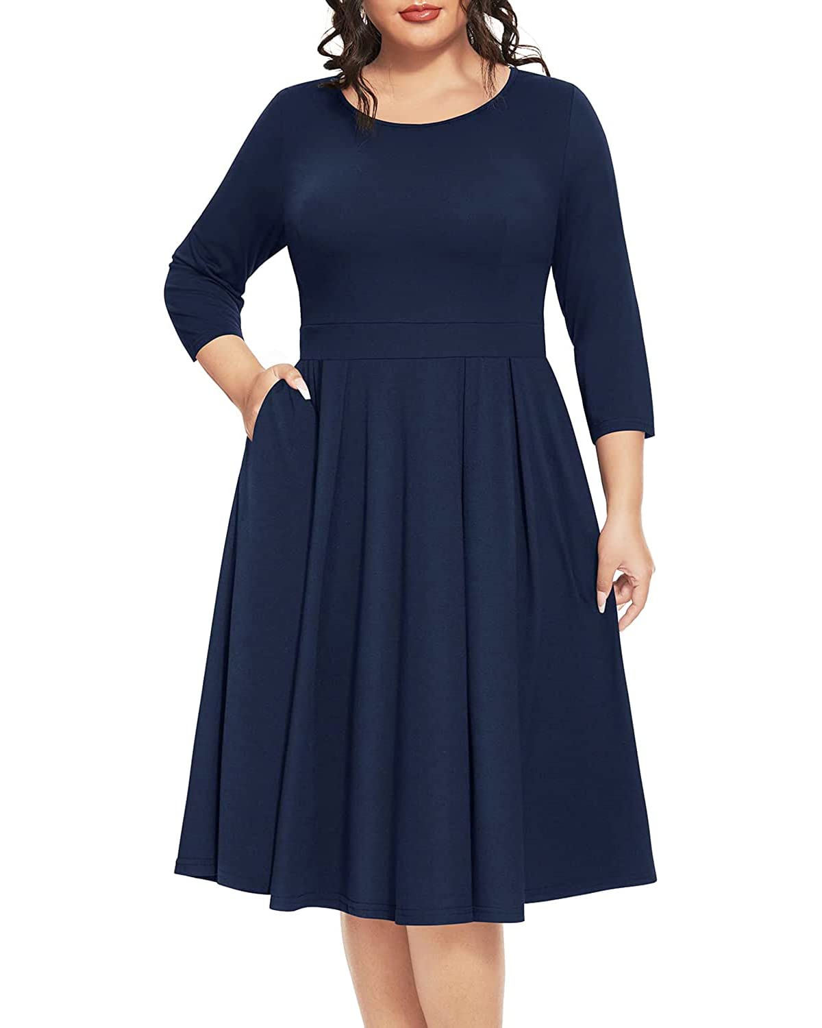 Women's Plus Size Casual Dress Navy Blue