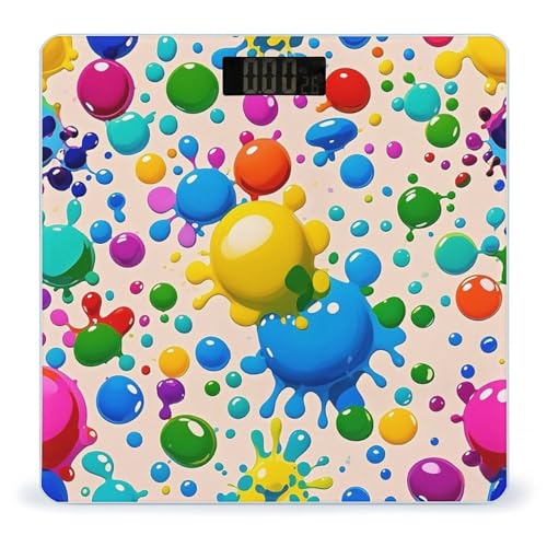 Báscula de baño digital con patrón de salpicaduras y pantalla LCD miniatura 1