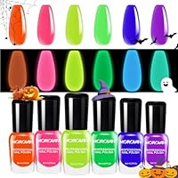 Morovan Neon Nail Polish Set: Glow in The Dark Halloween Fingernail Polish Kit Air Quick Dry Regular Nail Polish Pack for Nail Art Gift Holiday Party