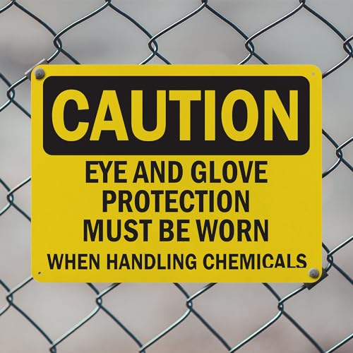 Signmission OS-2PACK-CS-P-710-L-19158 2 Pack) Eye And Glove Protection Must Be Worn When Handling Chemicals Osha Caution Sign 10 Inch X 7 Inch Plastic Sign thumb #4